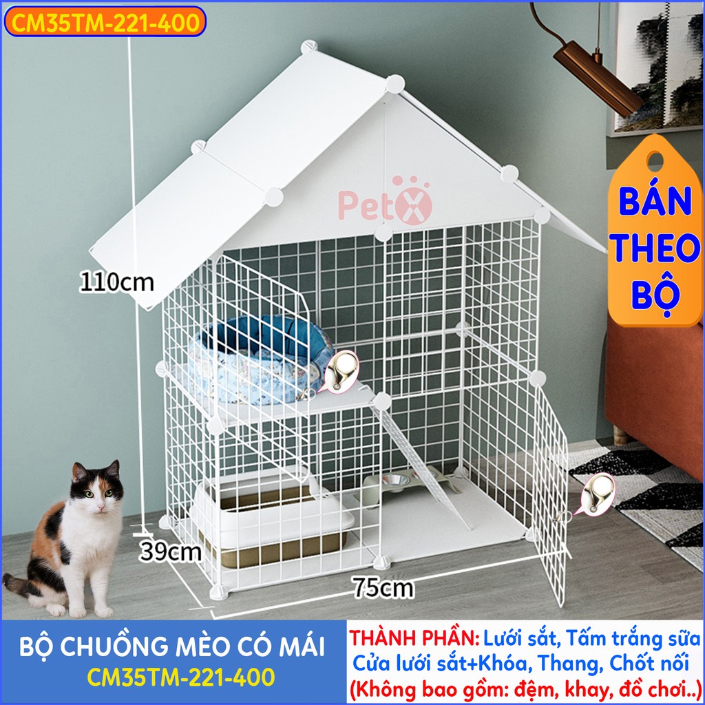 Chuồng mèo 2 tầng, 3 tầng giá rẻ đẹp PetX lắp ghép đa năng đơn giản với lưới sắt sơn tĩnh điện nuôi thú cưng, thỏ, bọ ú