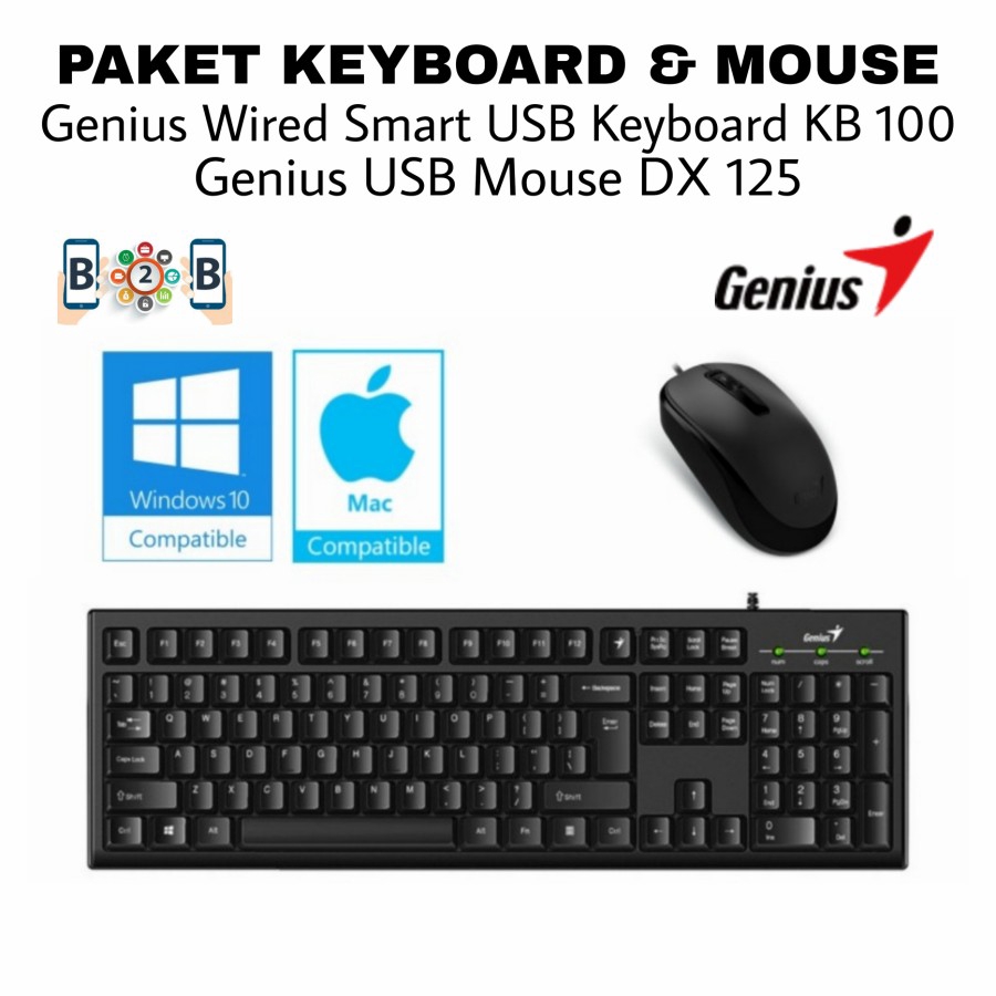 Bộ Bàn Phím + Chuột Usb Thông Minh Dx 125 Kb 100 - Genius