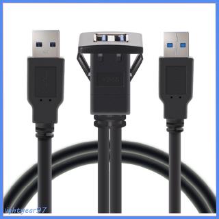 1M Dual USB 3.0 Car Dashboard Audio Extension Cable Square Waterproof Line Audio Extension Cable TV