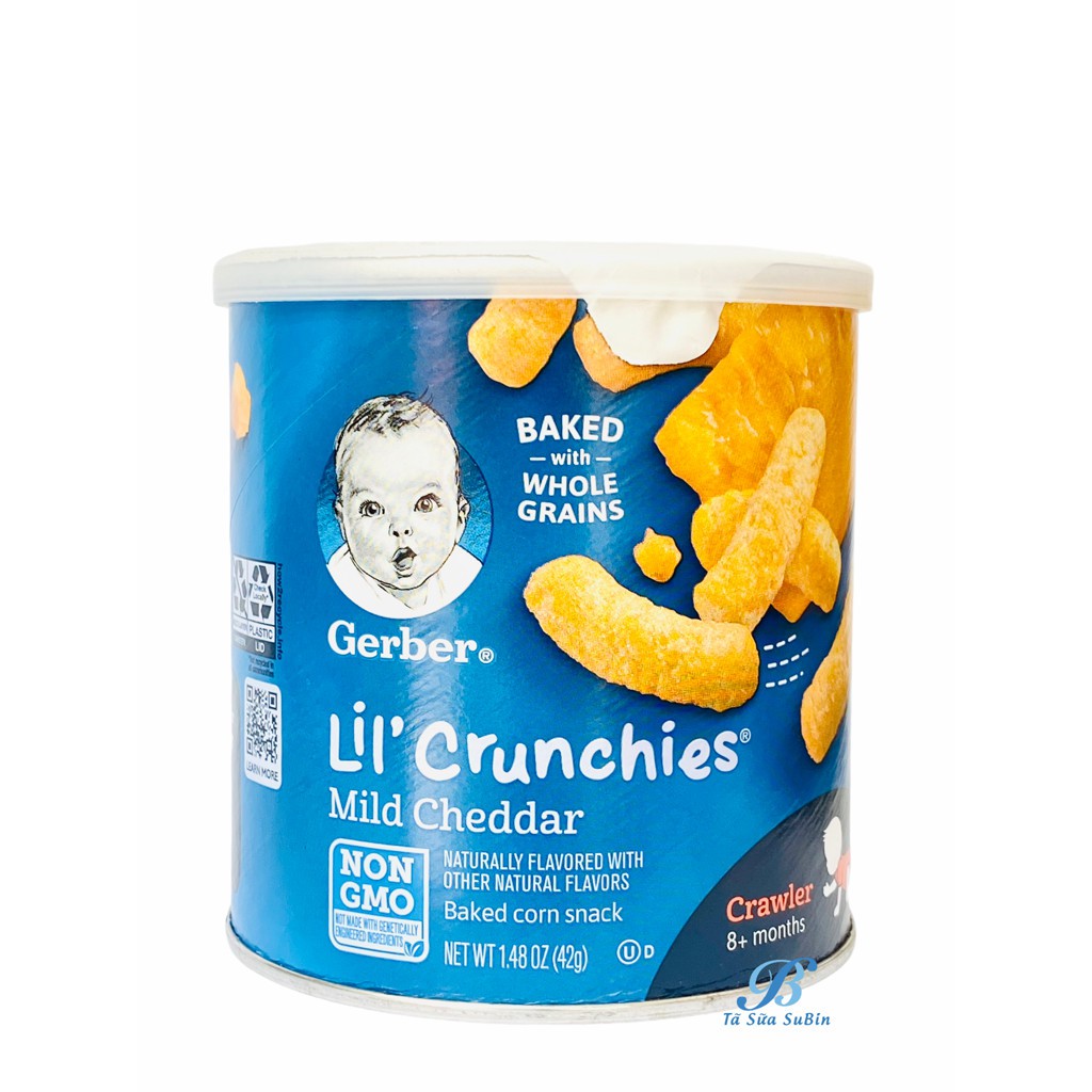 Bánh Gerber lùn Lil' Crunchies phô mai dạng que, đồ ăn dặm Gerber cho bé từ 8 tháng tuổi