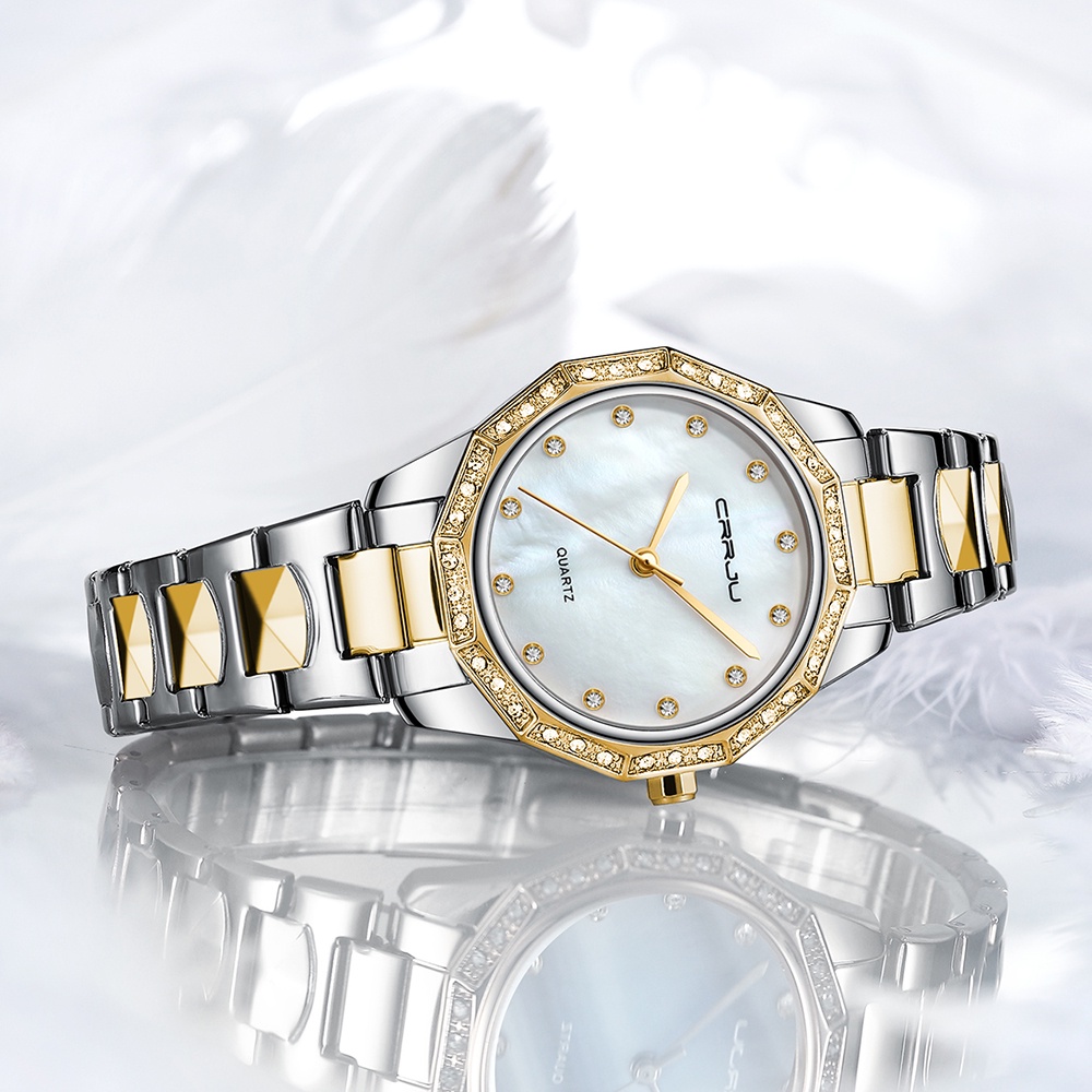 Đồng hồ đeo tay chính hãng CRRJU 2195 bộ máy quartz chống thấm nước thời trang thường ngày cho nữ