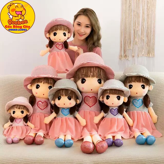 Búp Bê Nhồi Bông Đội Mũ Váy Hoa Tim Gấu Bông barbie xinyi elsa bjd lol cho em bé xinh xắn 45cm 50cm 60cm 70cm 75cm 80cm