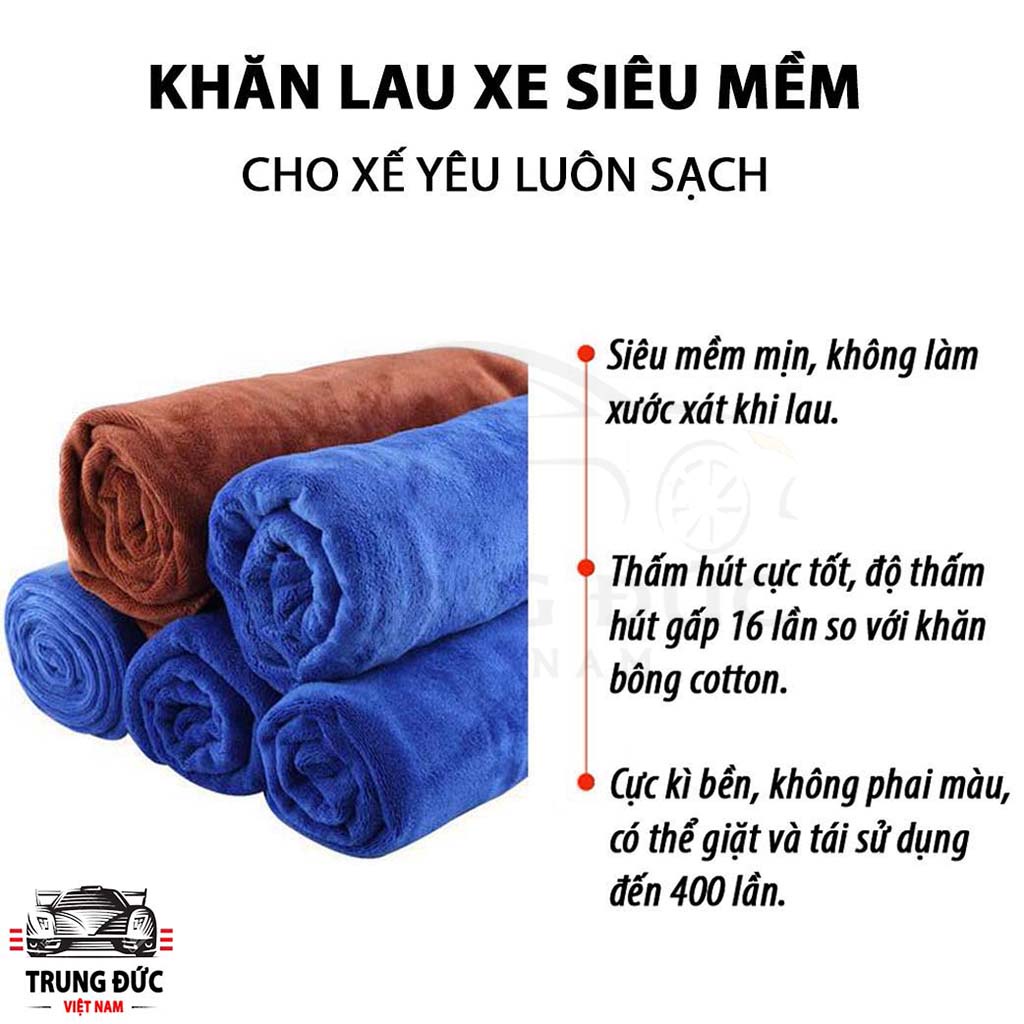 Khăn lau đa năng TRUNGDUCVN sợi microfiber mềm mịn siêu thấm hút lau bếp lau tủ khăn lau xe hơi (giao màu ngẫu nhiên)