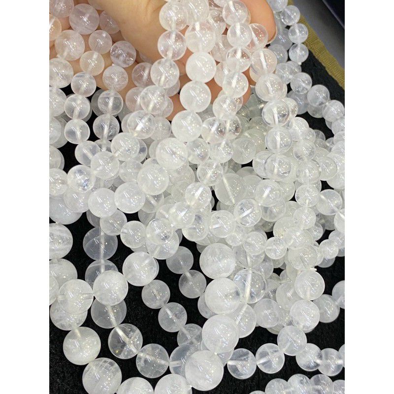 Vòng tay đá màu trắng 8li 10li 12li thanh tẩy năng lượng tiêu cực
