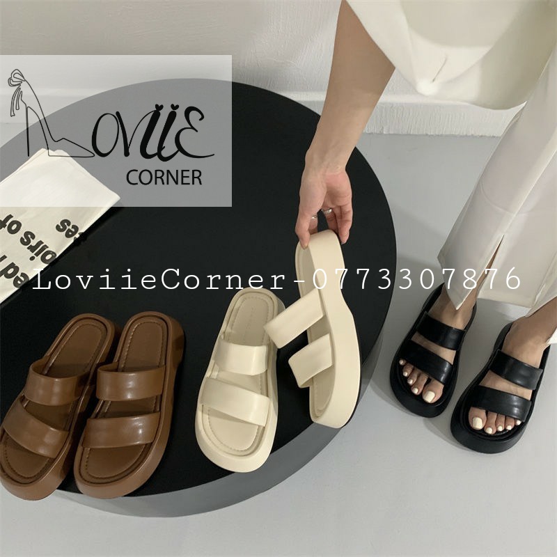 DÉP THỜI TRANG LOVIIECORNER - DÉP XUỒNG PHONG CÁCH NỮ TÍNH 2 QUAI NGANG PHỒNG ĐẾ BẰNG - D220787