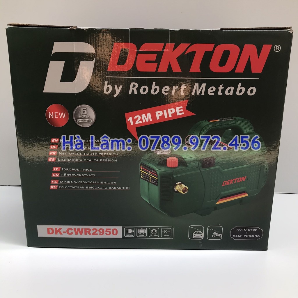 Máy Rửa Xe Chỉnh Áp DekTon 2950W - Cam Kết Chính Hãng - Bảo Hành 6 Tháng - Tặng Kèm Cút Nối Nhanh