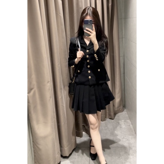 (SẴN) Set bộ áo vest chân váy ngắn xuân hè