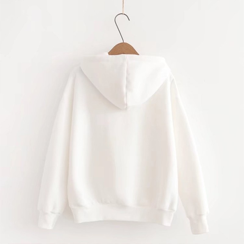 Áo hoodie tay dài phối nón in chữ dễ thương cho nữ