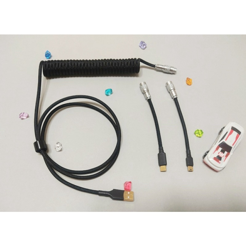 Dây cáp customs bàn phím cơ - 2 đầu kết nối - lò xo liền dây