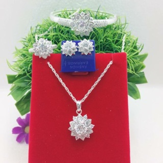Bộ hoa sen trang sức bạc