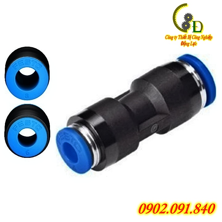 Khớp nối nhanh thẳng dây hơi máy nén khí Festo Đức 1cái QS✴️Chính Hãng✴️Van tiết lưu, đầu cút ống khí phi 4/6/8/10/12