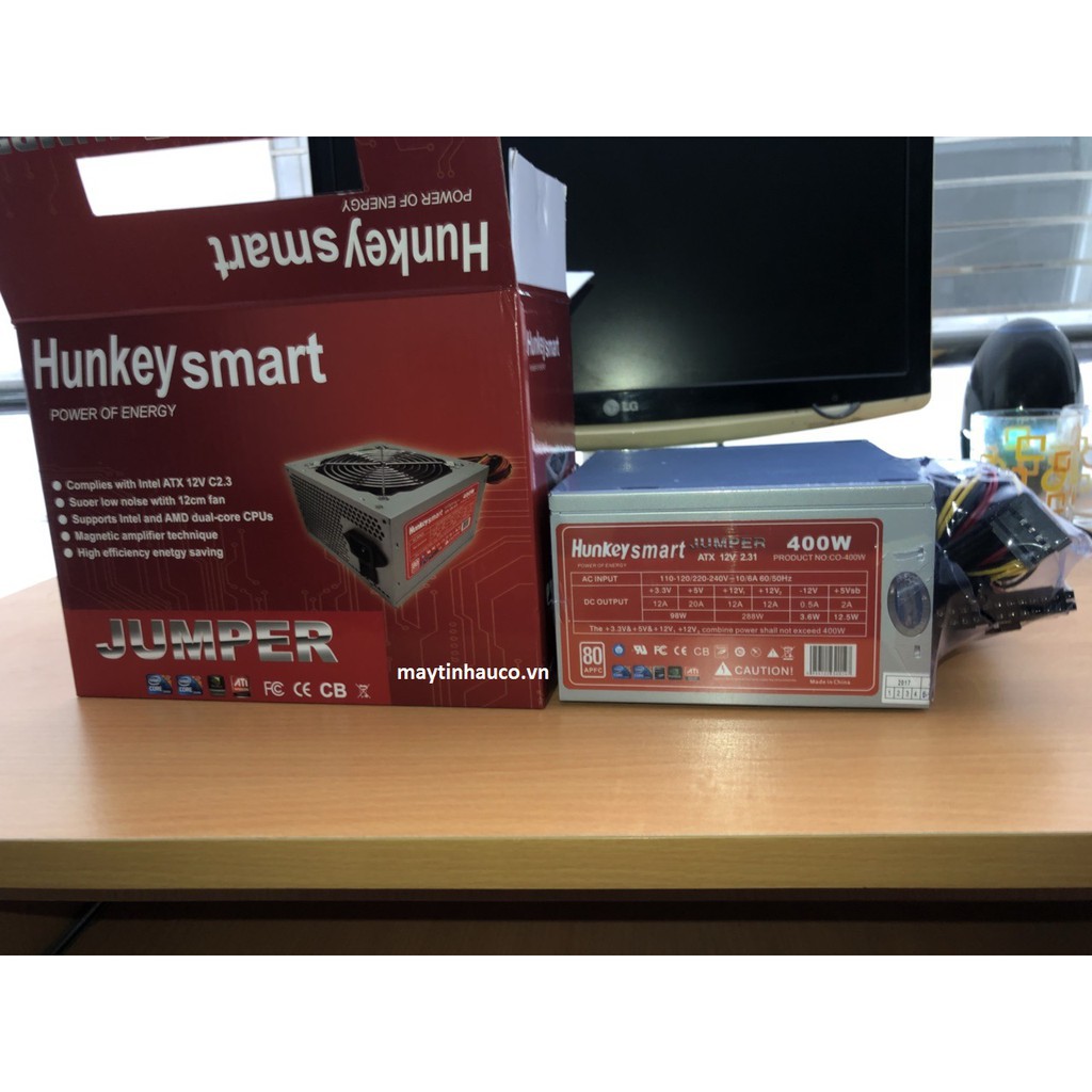 Nguồn Máy tính Cao cấp Hunkey Smart công suất thực 400W game đồ họa-Fan 12cm 95