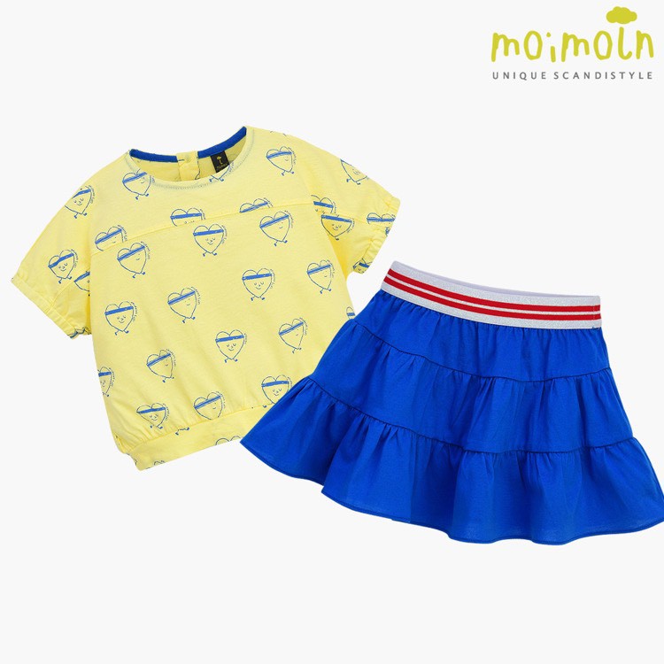 Set áo chân váy thể thao xuất Hàn màu vàng xanh