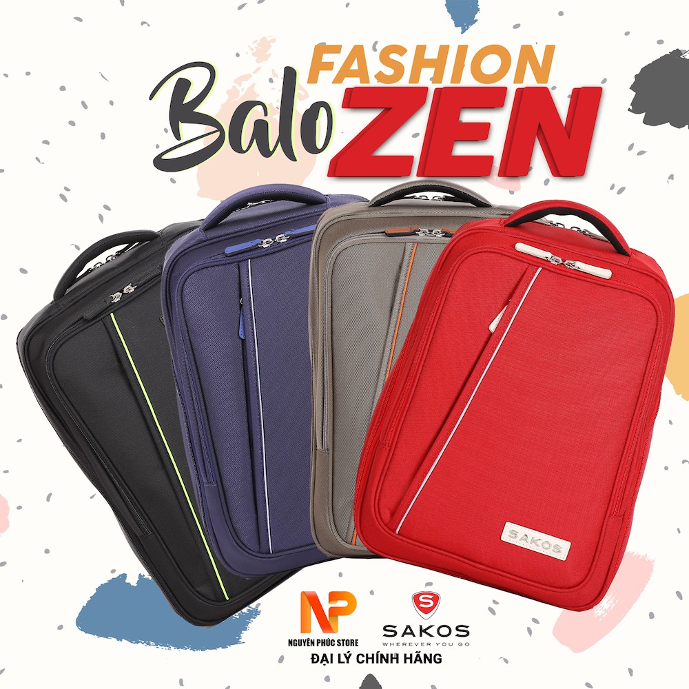 Balo thời trang latop 15 inch Sakos Zen,chất liệu trượt nước cao cấp,bền màu - bảo hành toàn quốc