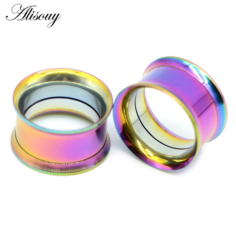 Alisouy 2 Chiếc Thép Phẫu Thuật Vít Phù Hợp Với Tai Thịt Đường Hầm Phích Cắm Anodized Bên Trong Sợi Đôi loe Rỗng Rỗng Dụng Cụ Đo Trang Sức