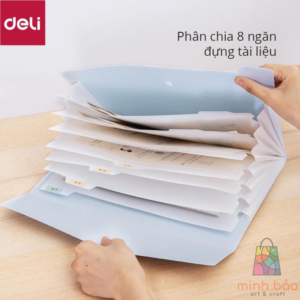 CẶP ĐỰNG TÀI LIỆU A4 DELI - 8 NGĂN PHÂN TRANG - FILE LƯU TRỮ TÀI LIỆU - LINFINI - XANH DƯƠNG / TRẮNG - 72456