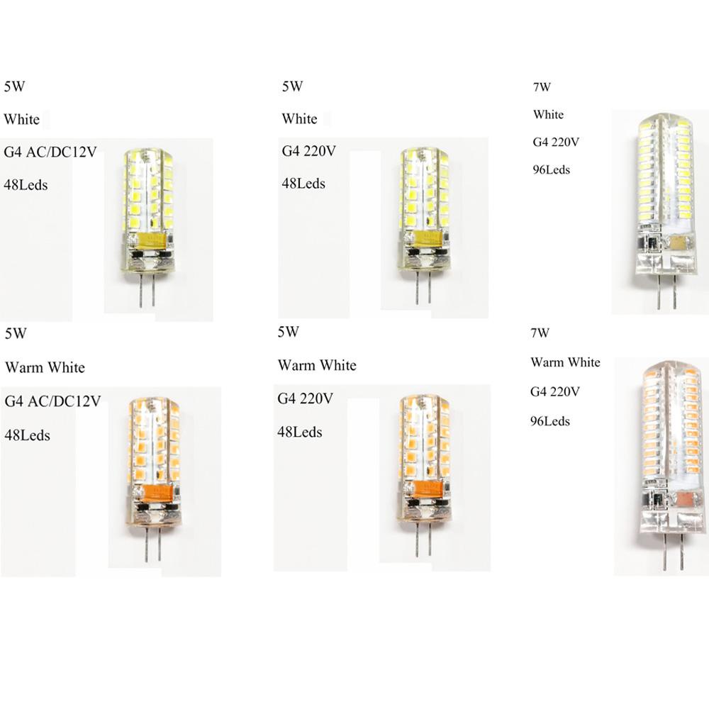 Đèn Led Quả Bắp Silicon 3W / 5W / 7W G4 AC / DC12V 220V Ánh Sáng Trắng / Trắng Ấm