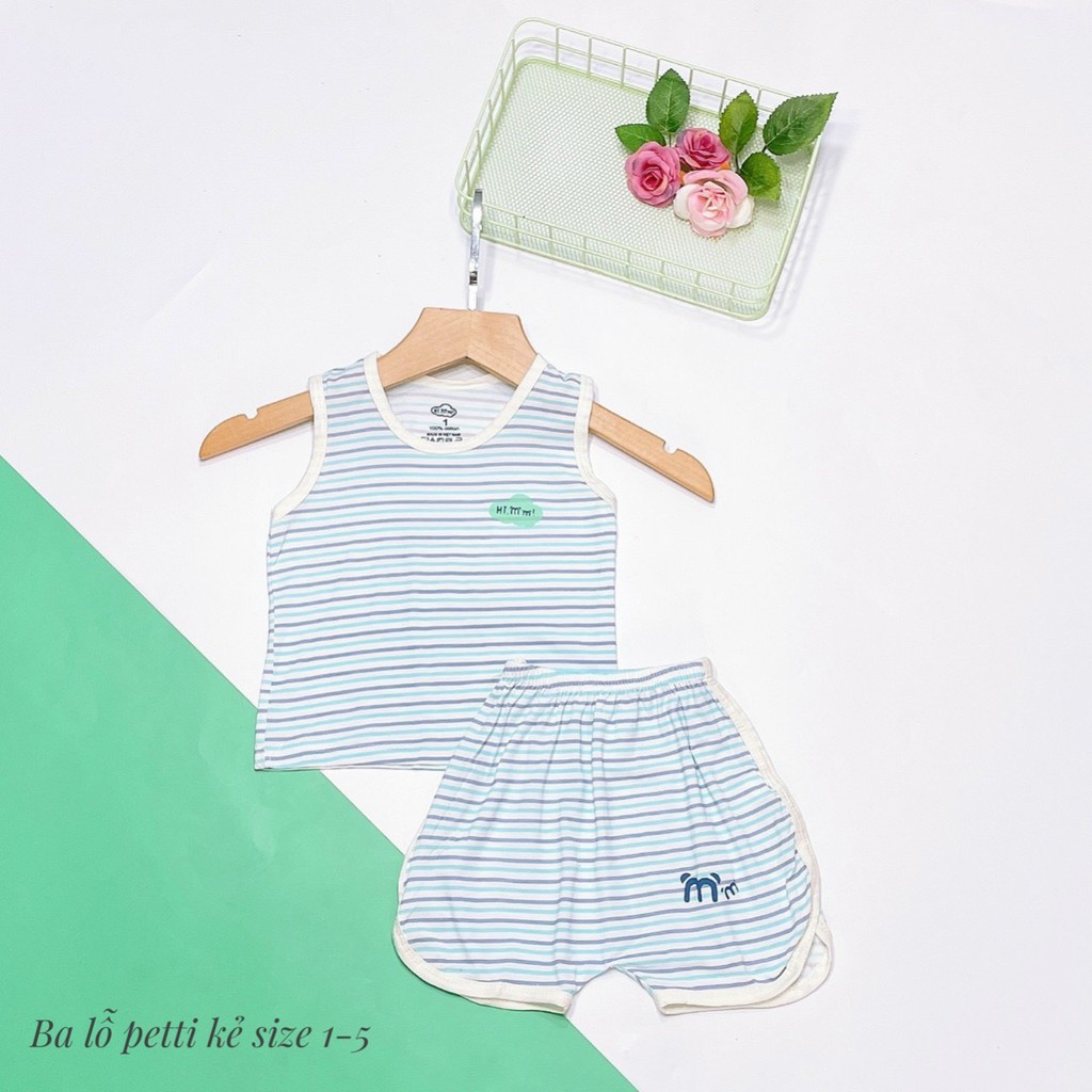 Bộ Ba Lỗ Kẻ Chất Peptit Mềm Mát Màu Cực Xinh Cho Bé Namkidshop (QATE323)