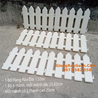 Hàng Rào Nhựa Lắp Ghép Trắng Cao Cấp Trang Trí Cây Thông Noel, Cảnh, Vườn Hoa 20 - 30cm Dài 1.55m Ảnh Chụp Thật