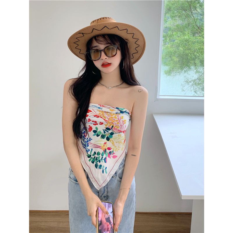 Off Shoulder Sexy Crop Tops Women Fashion Print All Match Vest