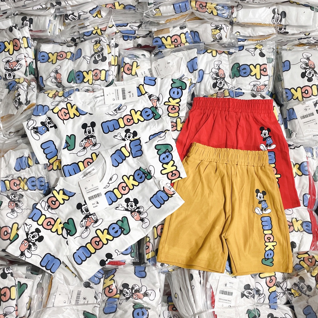 A785- SET 2 BỘ MICKY QUẦN ĐỎ VÀNG