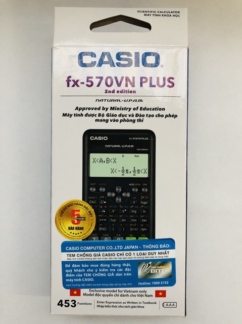 (giao 2h)Máy tính Casio FX 570VNPlus -2 new [chính hãng bitex PP bảo hành 7 năm]