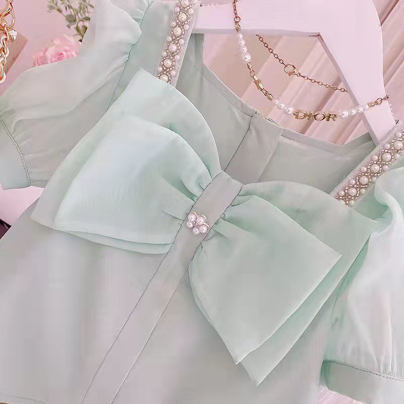 Set Áo Thun Tay Ngắn Phối Chân Váy Thời Trang Hè 2022 Mới Xinh Xắn Cho Bé Gái