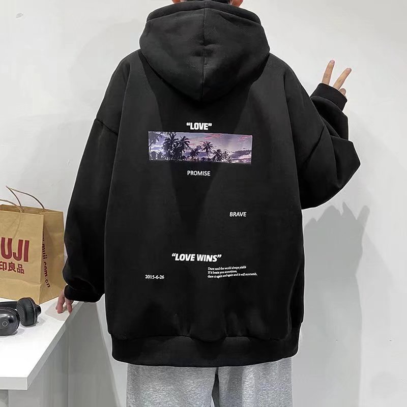 Áo Hoodie Dáng Rộng Phong Cách Harajuku Hàn Quốc Thời Trang Thu Đông Cho Nam Nữ M-8XL