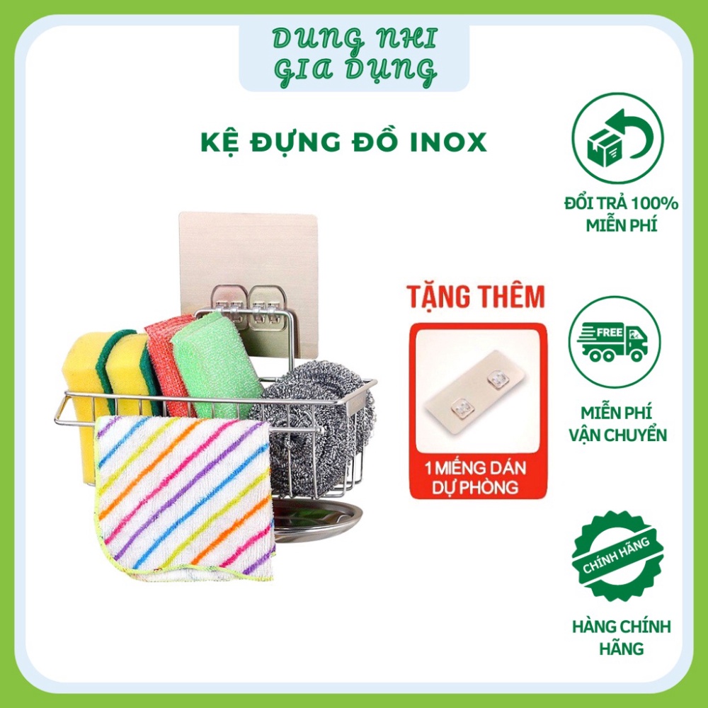 Kệ Giỏ Inox Dán Tường Giá Treo Để Đồ Rửa Bát Tiện Lợi Đa Năng Tặng Kèm Miếng Dán Dự Phòng GD