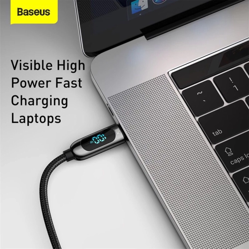 Dây sạc nhanh 2 đầu type c 100W 5A Baseus có hiển thị tốc độ sạc dài 2m 1m Cáp typec to type c cho xiaomi laptop