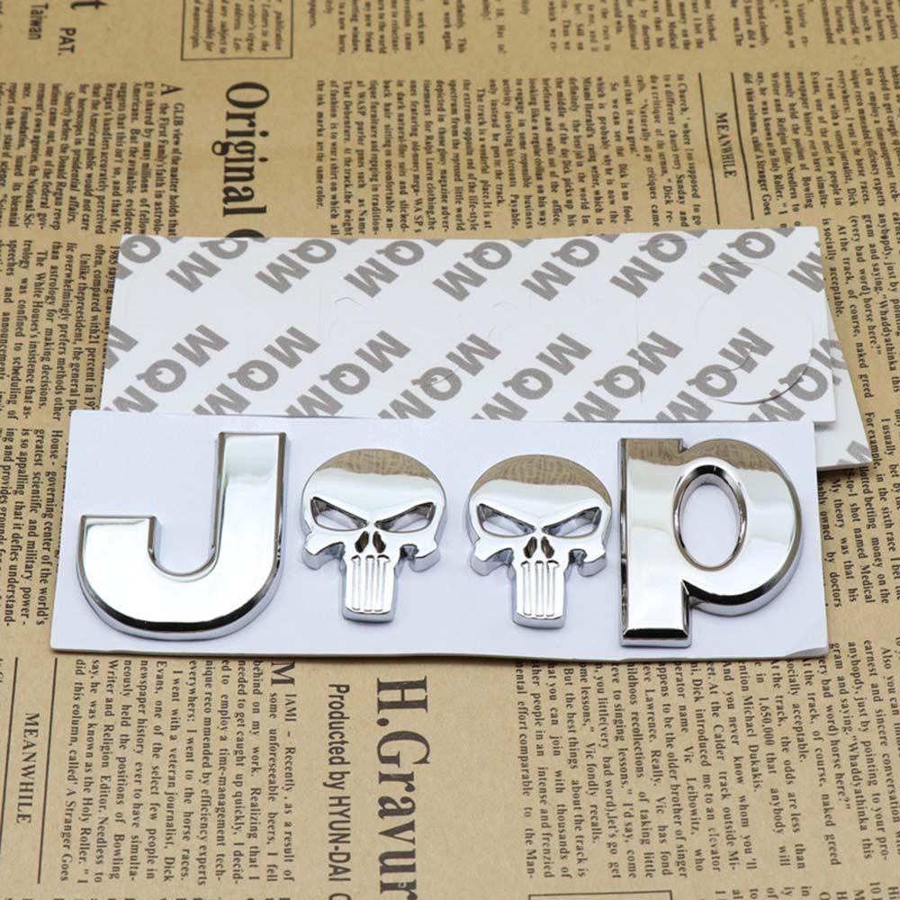 Sticker Hợp Kim Kẽm 3D Hình Đầu Lâu Chống Nước Trang Trí Thân Xe Jeep