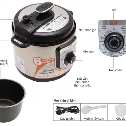 Nồi áp suất Comet CM6156 Dung tích 6.0L Công suất 1000W