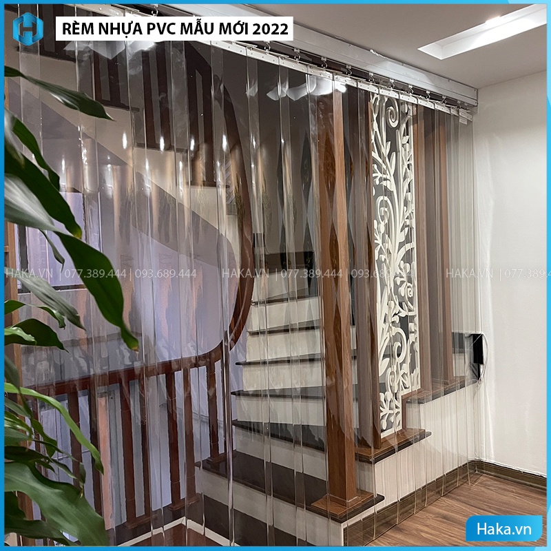 Rèm nhựa Pvc ngăn lạnh điều hòa, mẫu xếp gọn mới nhất 2022 | Trắng trong | Dày 1.5mm | Đầy Đủ phụ kiện xếp gọn
