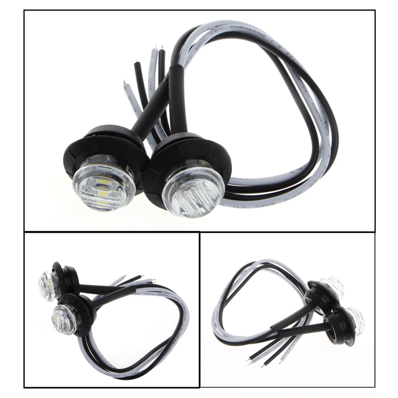 Set 2 Đèn LED Tròn Mini 3/4&quot; 3 Bóng Chống Thấm Nước Chuyên Dụng Cho Xe Tải