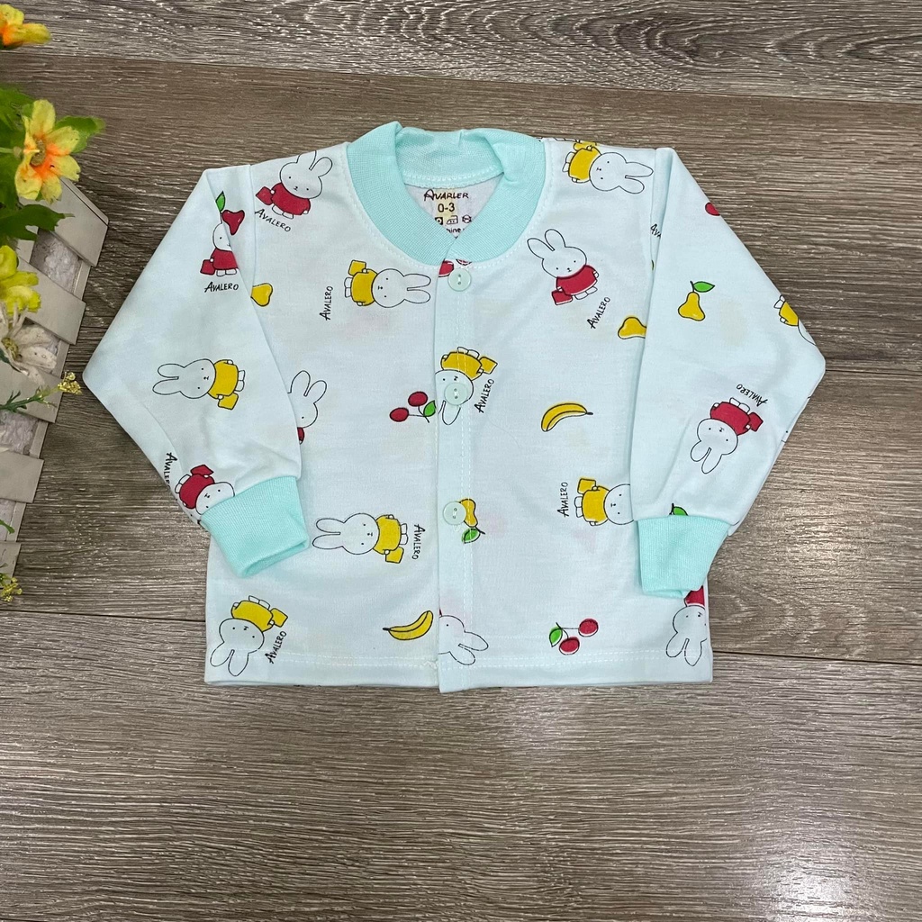 Áo dài avalew cúc giữa cotton nỉ hoạ tiết, áo dài mặc thu đông cho bé sơ sinh