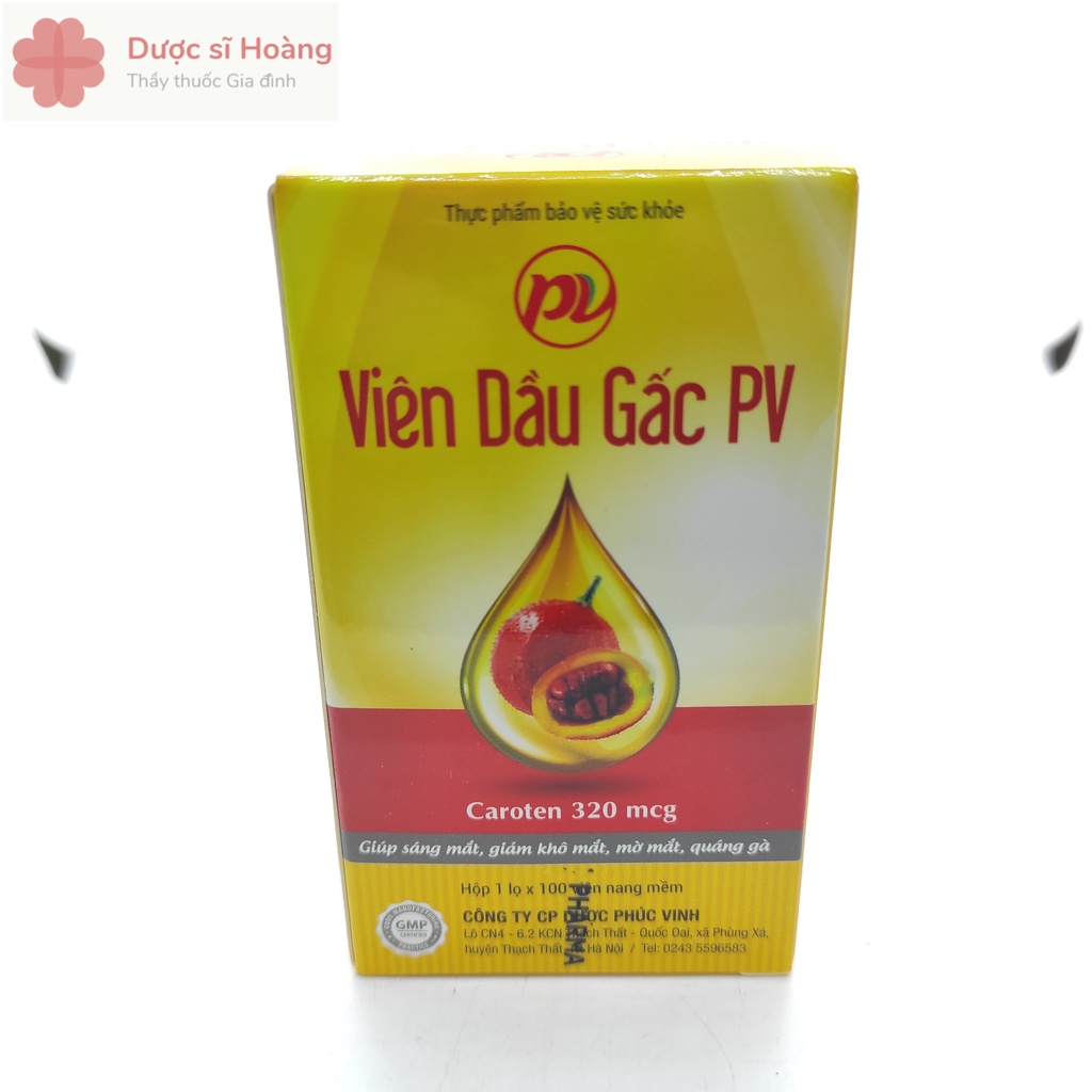 Viên Dầu Gấc PV - Giúp Sáng Mắt, Giảm Khô Mắt, Mờ Mắt, Quáng Gà - Lọ 100 viên