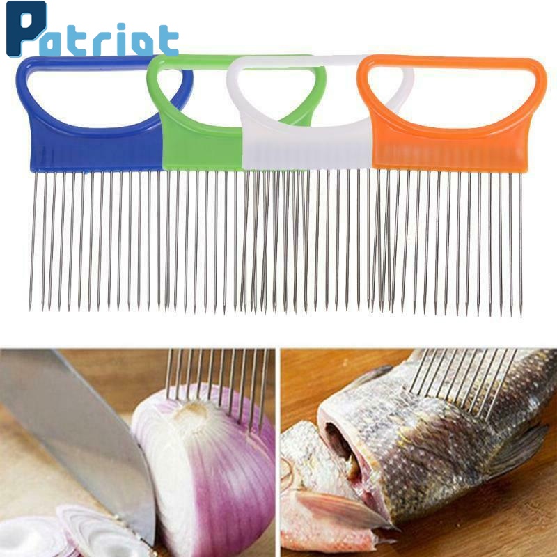 Nĩa giữ hành tây hỗ trợ cắt lát rau củ quả bằng thép không gỉ tiện dụng