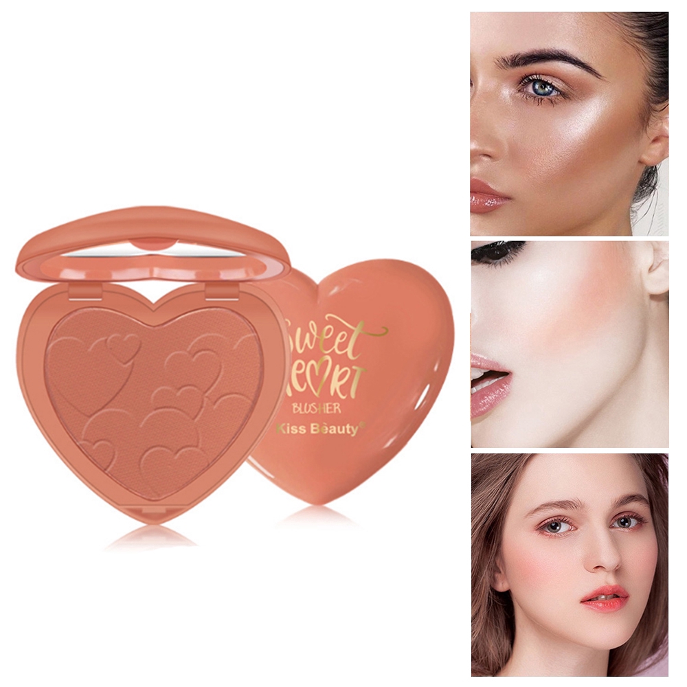 [Hàng mới về] Phấn má hồng sắc tố tự nhiên thiết kế hình trái tim sáng tạo KISS BEAUTY