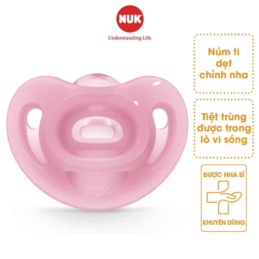 Ti giả NUK Sensitive Silicone mềm nguyên khối hỗ trợ phát triển răng miệng (0-6-18 tháng)