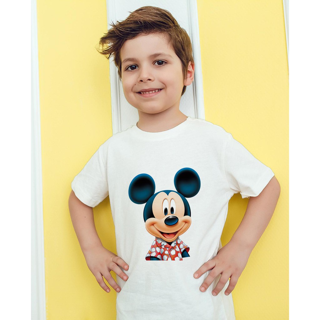 Áo thun Trẻ em in hình Chuột Mickey cười Cotton Thun - Dẽ Thương