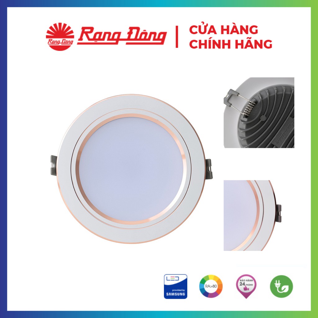 Đèn LED âm trần 9W Rạng Đông,vỏ nhôm đúc ,Viền vàng/ viền bạc Model: D AT10L 110/9W