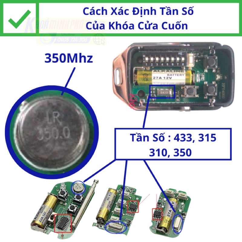 Làm chìa khoá cửa cuốn tại Đà Nẵng - Remote 433mhz 310mhz 315mhz 350mhz