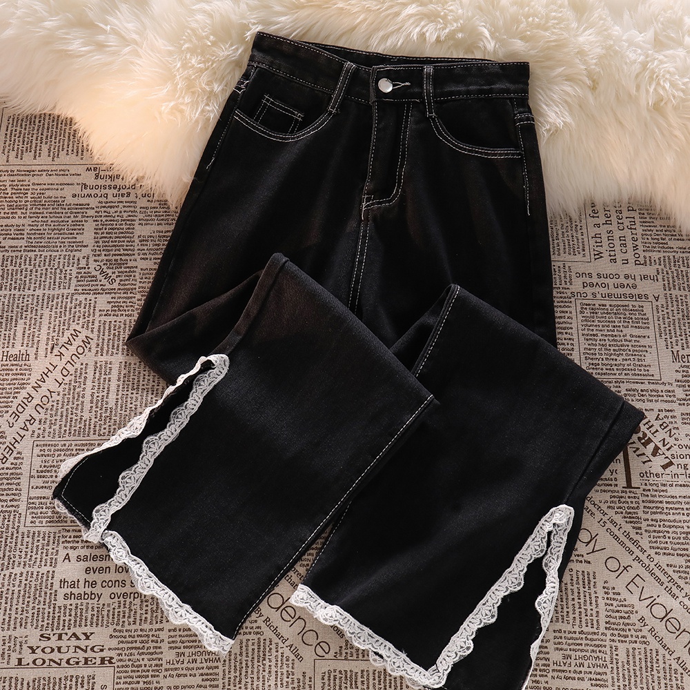 QUẦN JEANS ỐNG SUÔNG XẺ TÀ VIỀN REN 4398