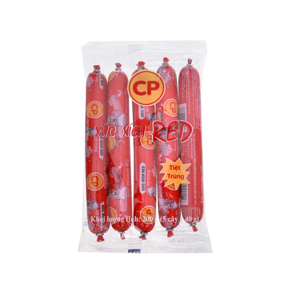 Thùng 20 Gói Xúc Xích Tiệt Trùng Red CP Gói 5 Cây x 40g[ HSD 4 THÁNG]