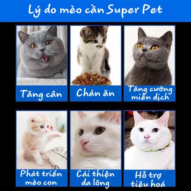 Dinh dưỡng cho mèo - bột tăng nọng má cao cấp Super Pet 100gr