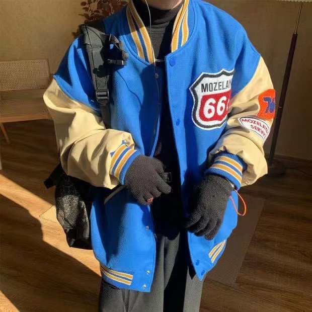 Áo khoác bóng chày bằng da thời trang Hàn Quốc sành điệu cho nam và nữ