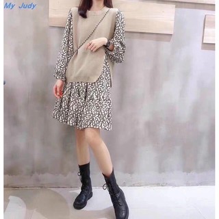 Set váy hoa nhí pha thân len