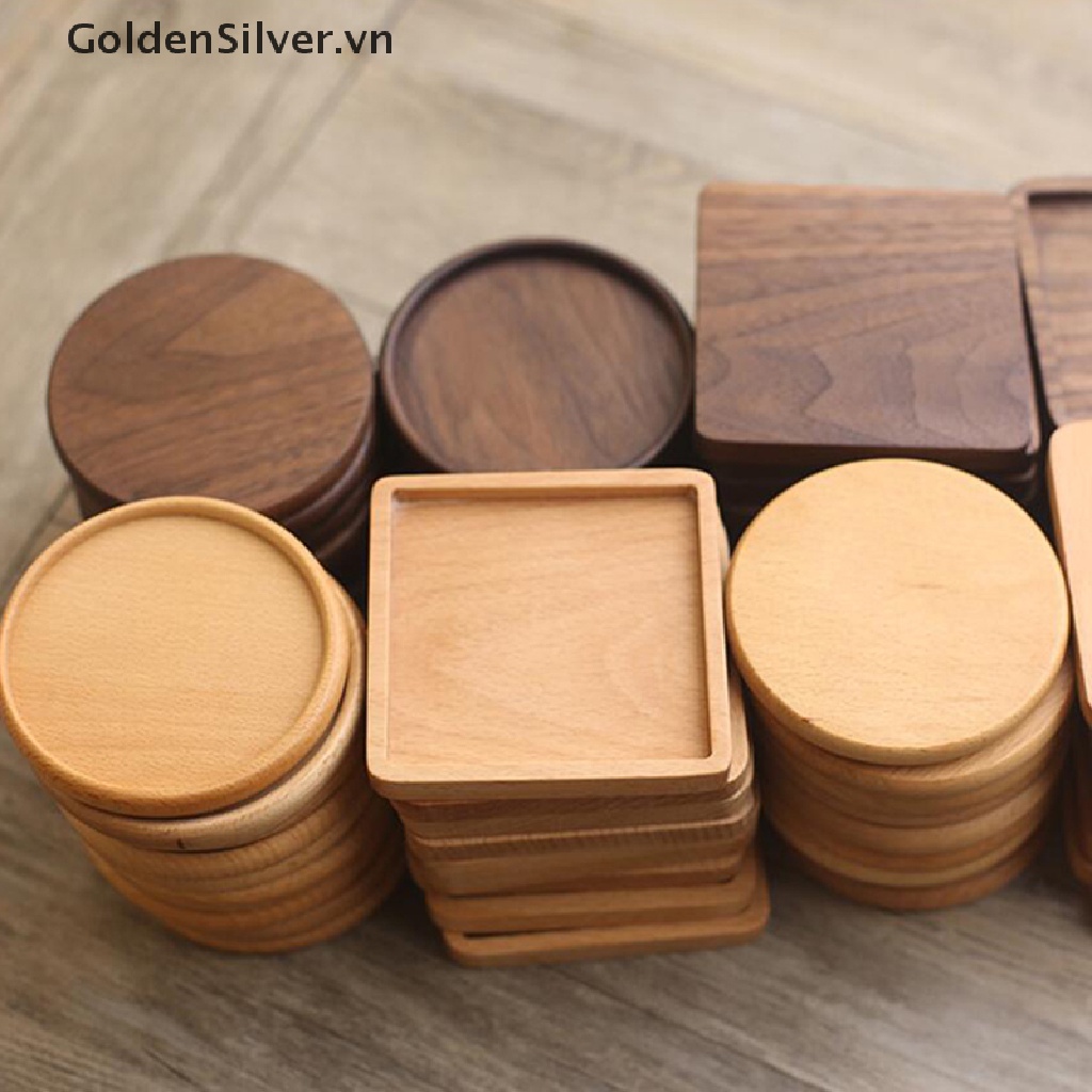 Đế Lót Ly Bằng Gỗ Sồi Tự Nhiên Hình Tròn / Vuông Chịu Nhiệt