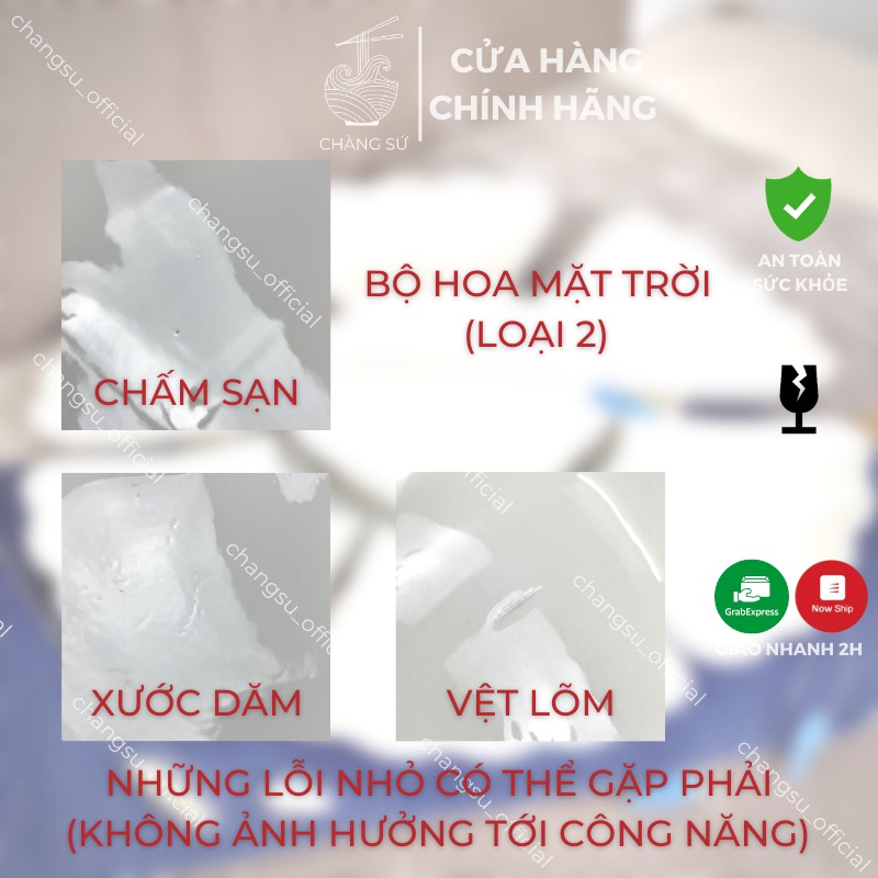 Bộ bát đĩa hoa mặt trời giá rẻ - Set bát dĩa đẹp thắp hương thờ cúng gia tiên (loại 2) - Chàng Sứ