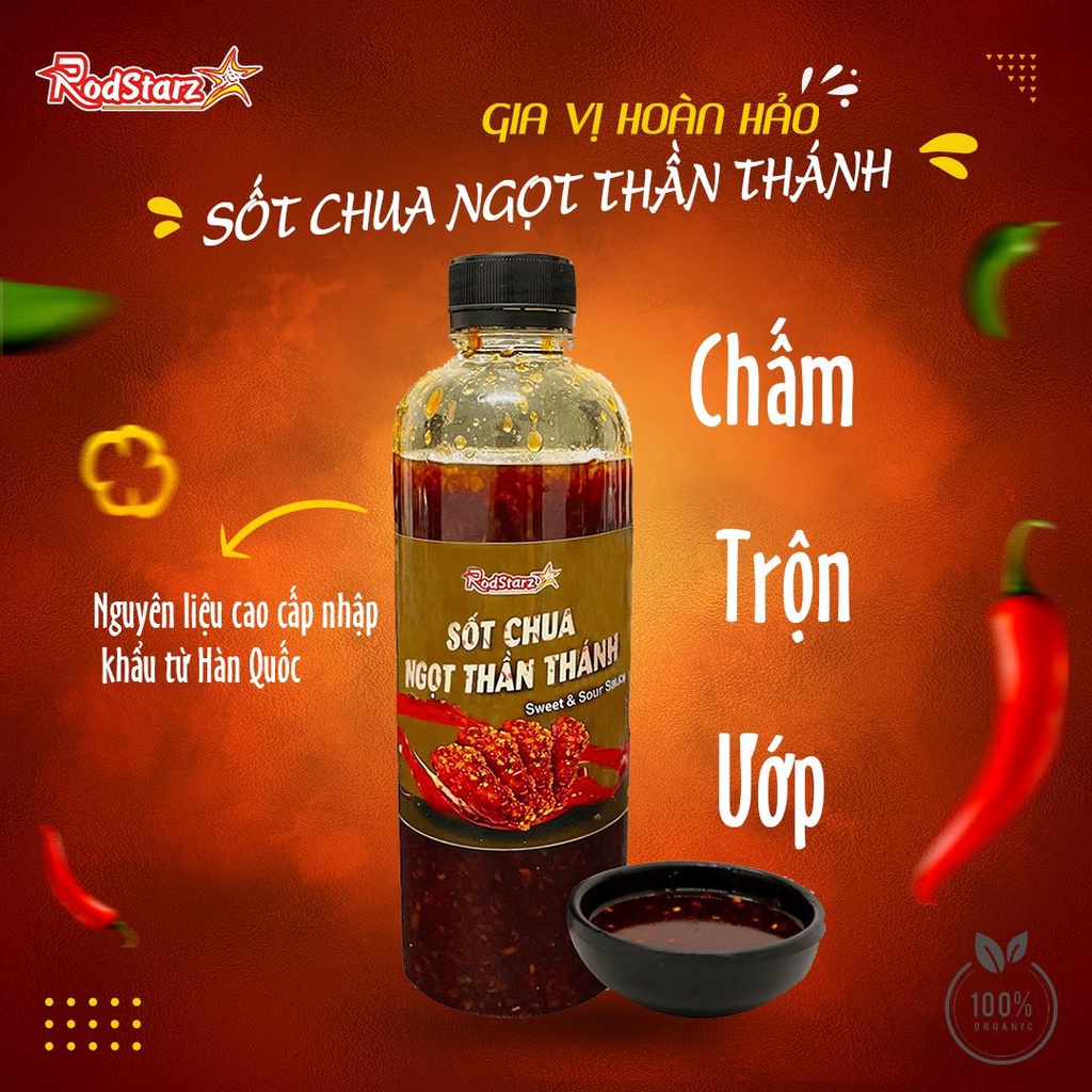 Gia vị nấu ăn, sốt chấm thịt Rodstarz vị Chua Ngọt, sốt ướp thịt nướng, sa tế trộn mì, bánh tráng trộn, không cay